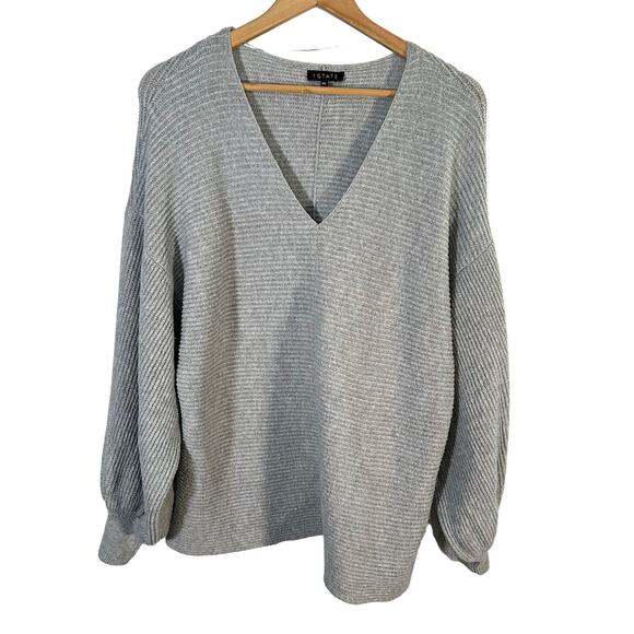 1. STATE v neck bubble sleeve grey sweater woman’s size XL neutral capsule - Picture 2 of 10